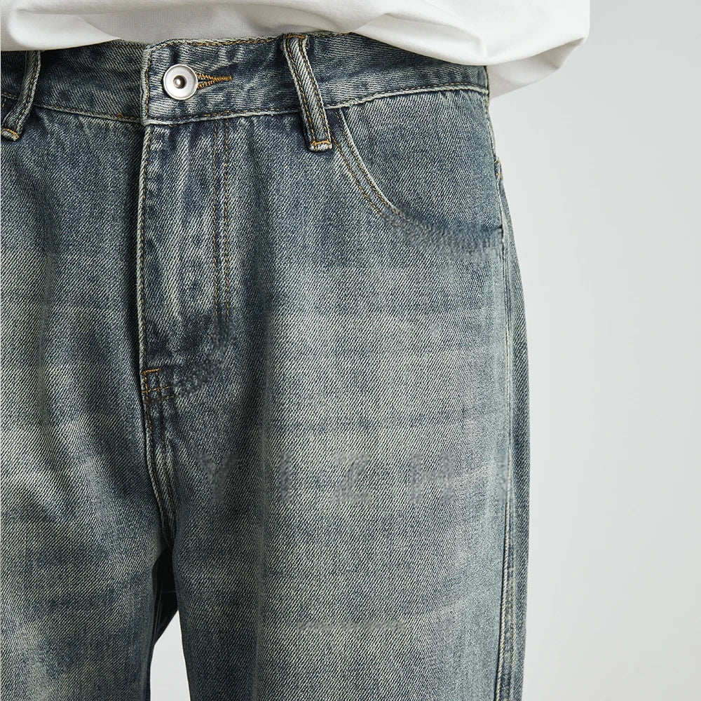 Retro Washed Straight Jeans for Men